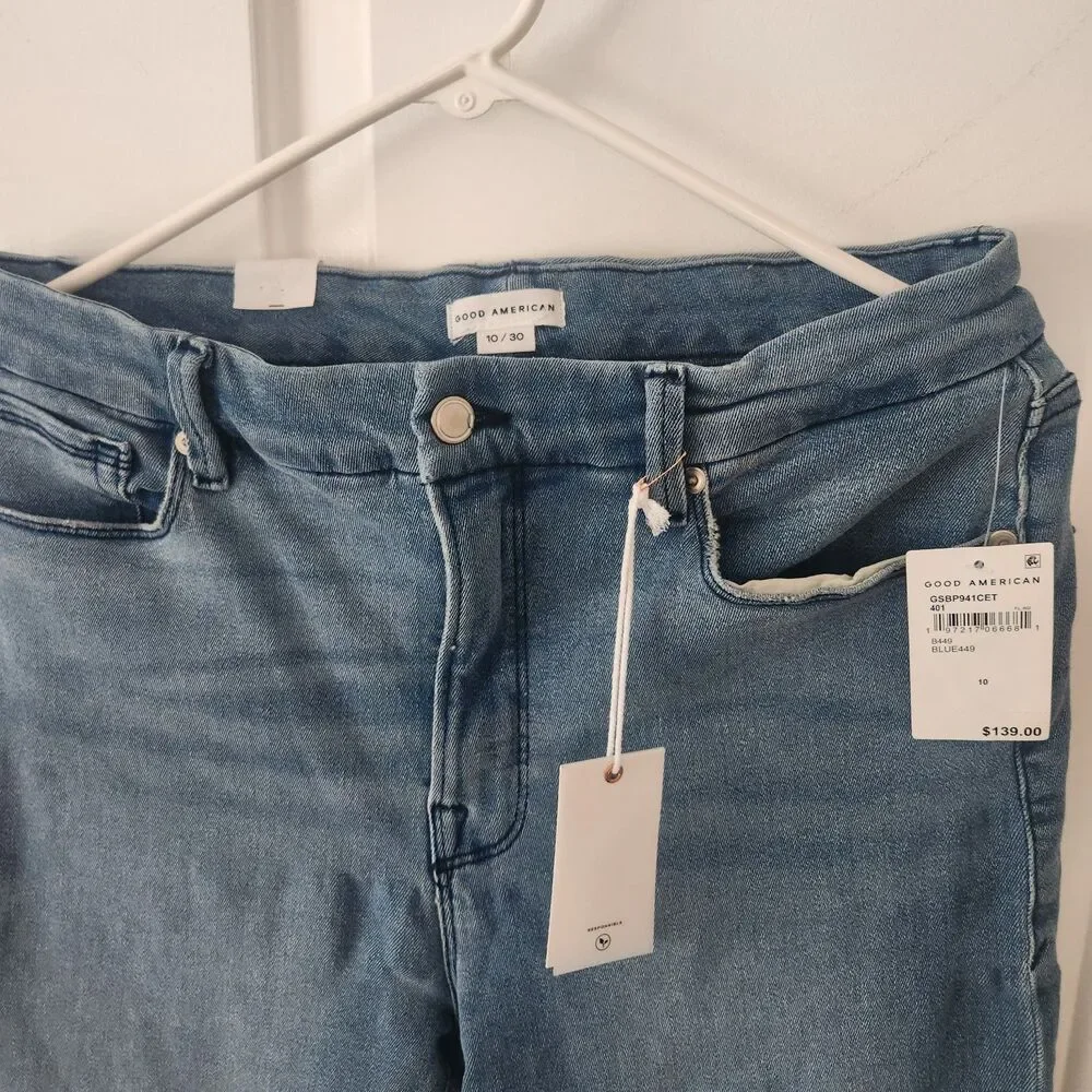 NWT Good American GOOD LEGS STRAIGHT JEANS GSPFH941T Size 10/30 Inseam 27.5" - Picture 10 of 12